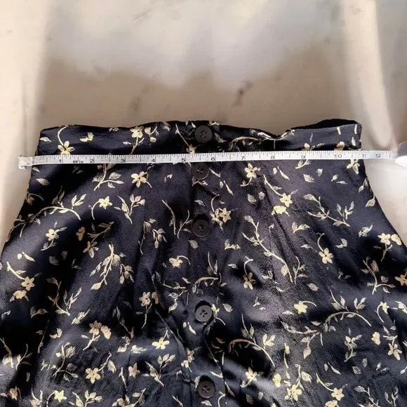 Vintage Navy & Cream Floral Midi Skirt - Picture 7 of 7